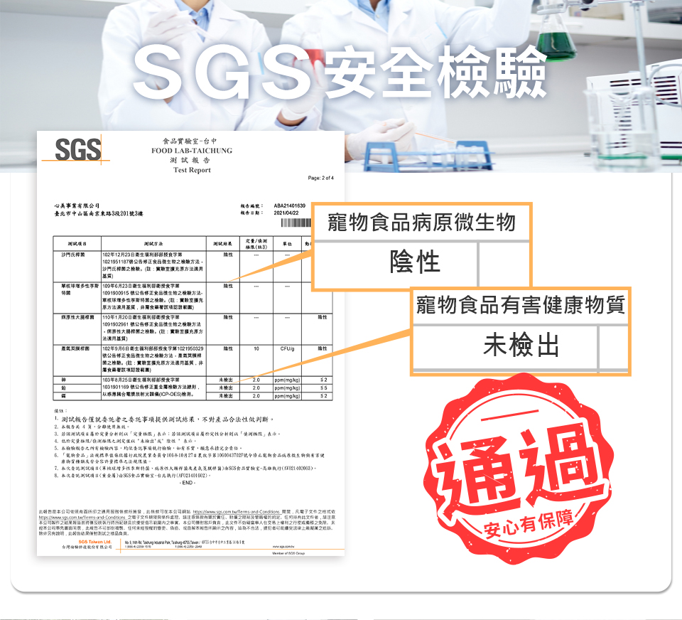 Furluv樂球佳犬腎泌適通過SGS安全檢驗，產品均未驗出病原微生物與有害健康物質