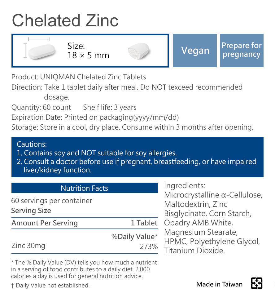 UNIQMAN Chelated Zinc is safe with no side effects and highly recommended by the professionals